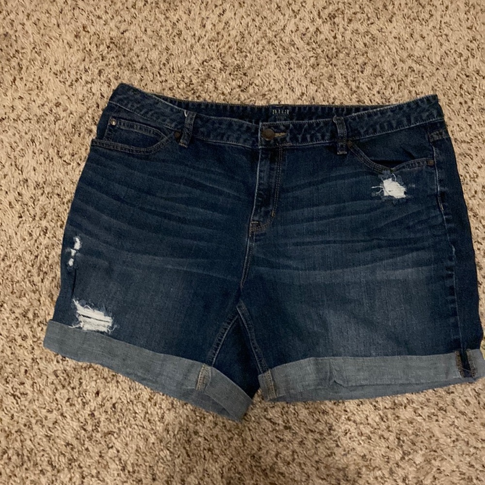 a.n.a Dark Blue Distressed Denim Jean Shorts
